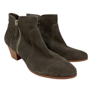 Violet & Red Carley Gray Leather Suede Ankle Bootie Womens 9.5M Side Zip Heeled